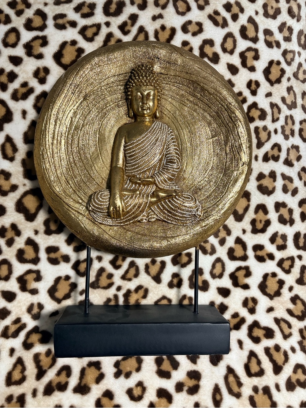 Gold Buddha Disc Table Art – Decorative Home Wall Accent